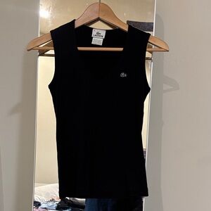 Lacoste Women's Black Sleeveless V-Neck Tank size 36 euro, size 4 small